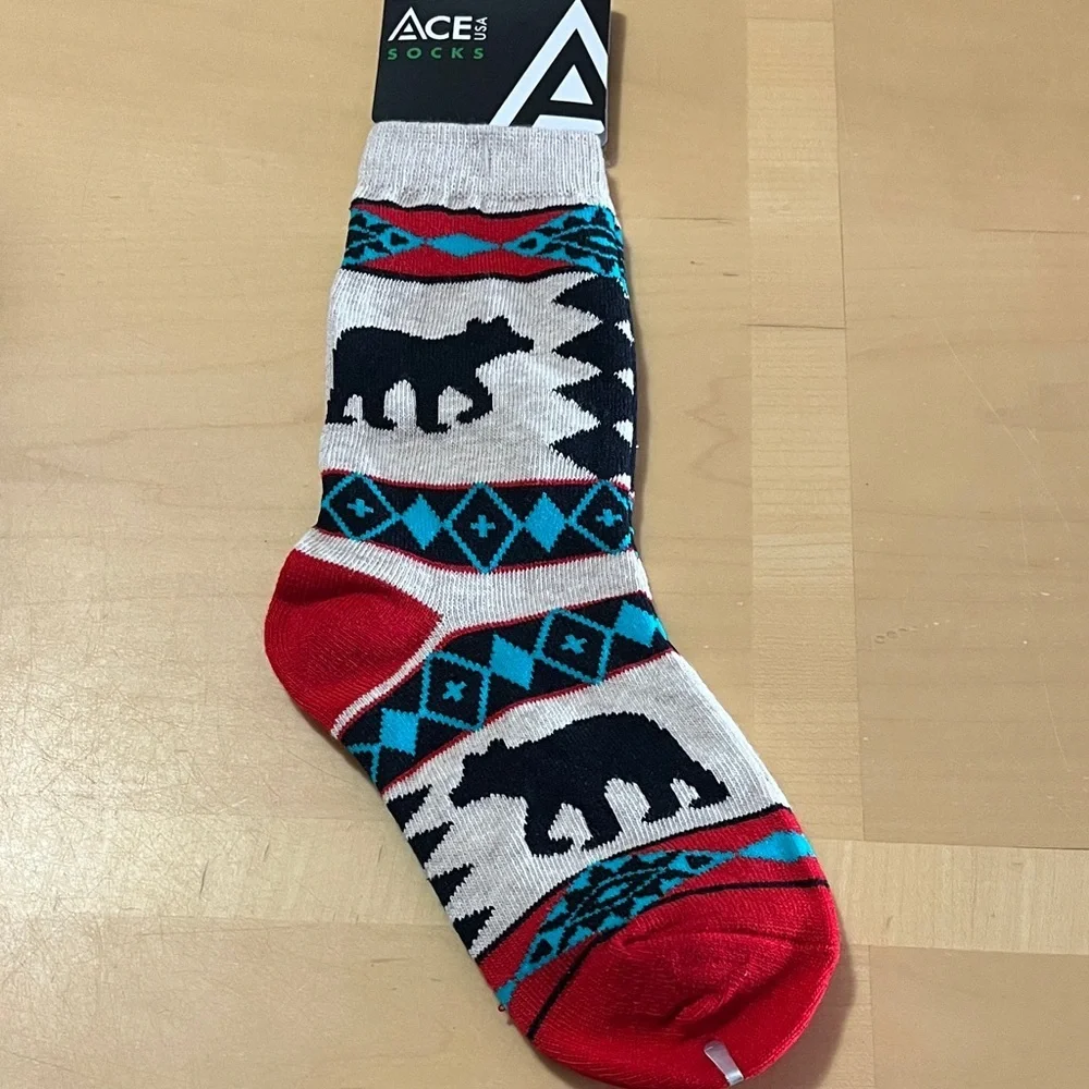 Youth Patterned Socks - Red and Black